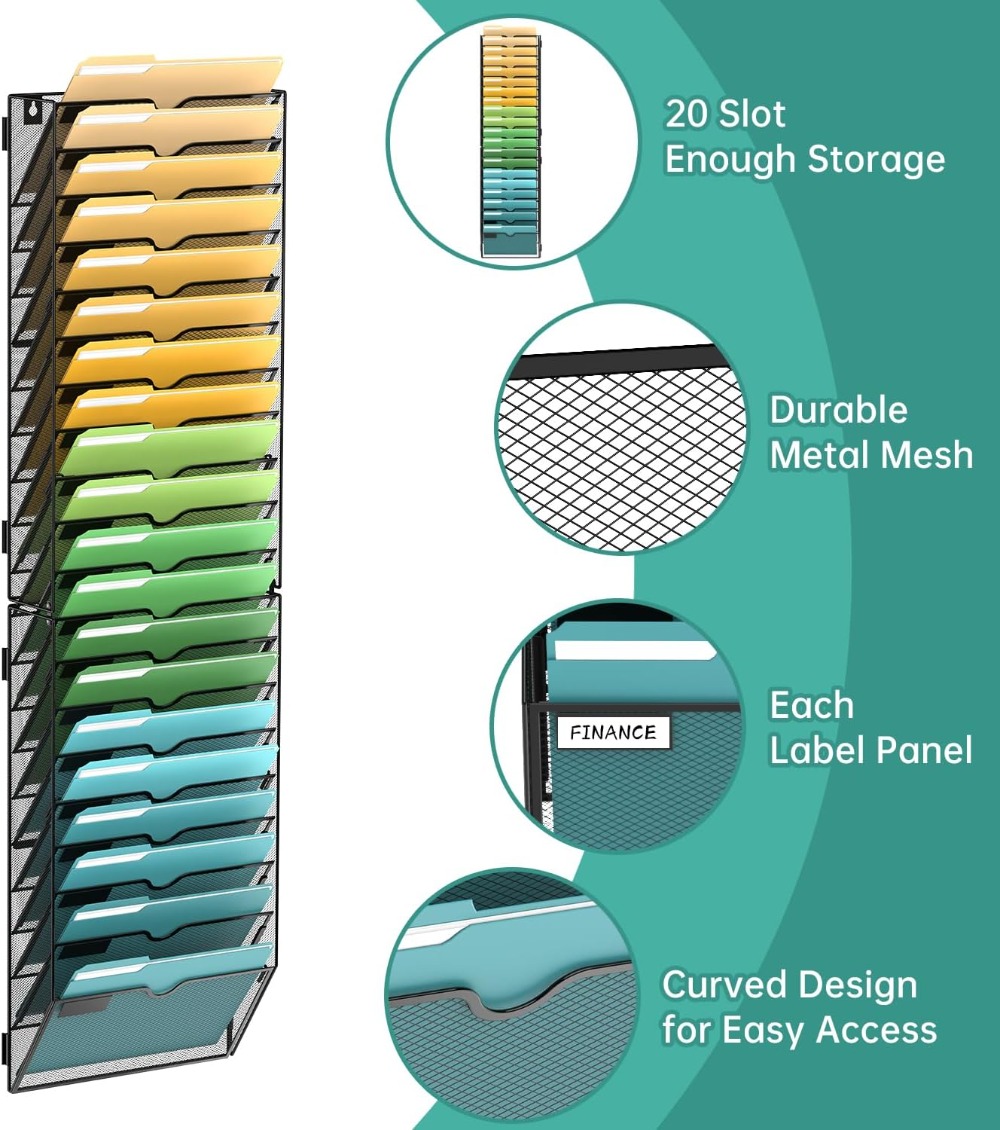 20 Tier Wall File Organizer, H – Magazine Holder Rack recenzja i cena