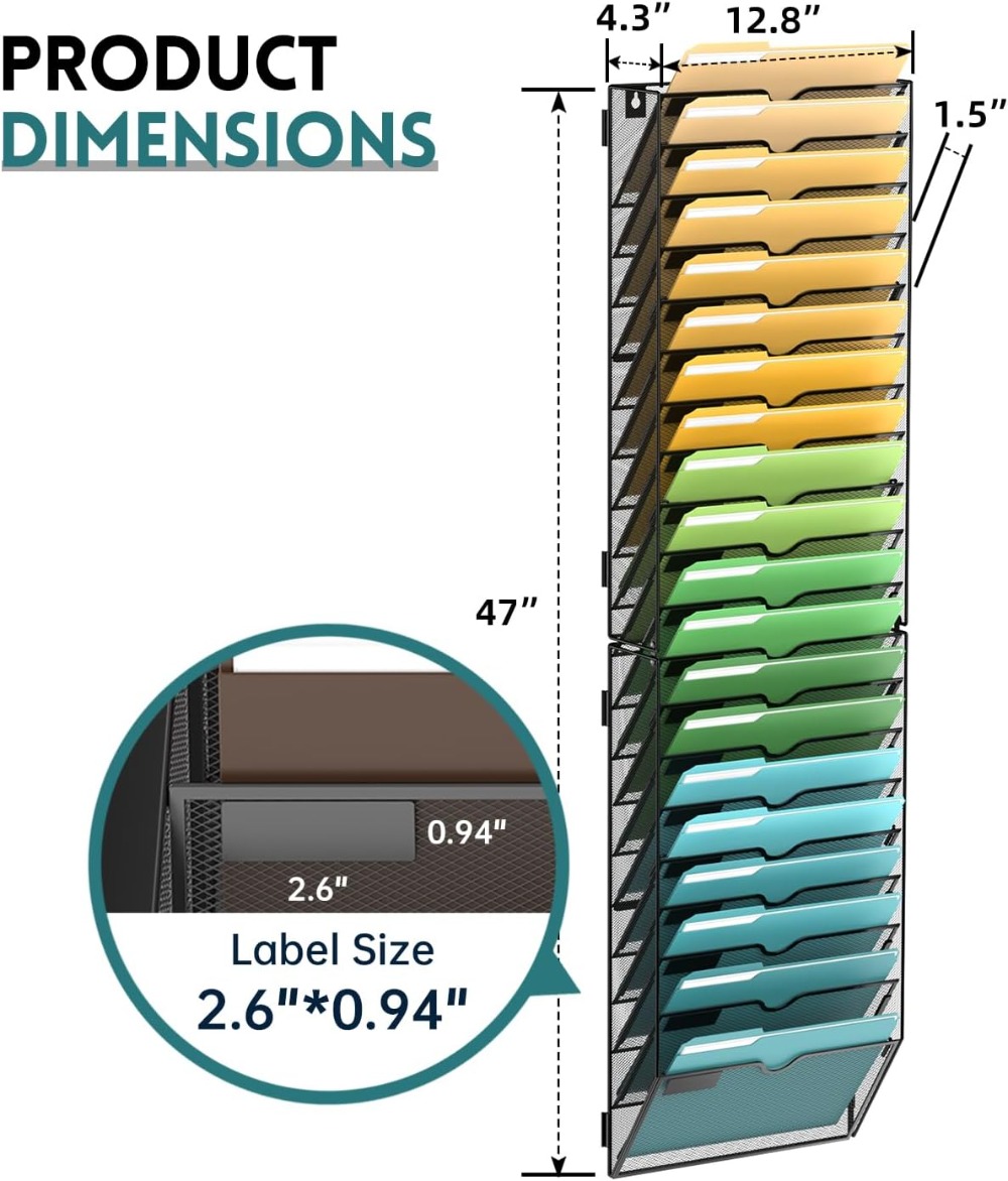20 Tier Wall File Organizer, H – Magazine Holder Rack recenzja i cena