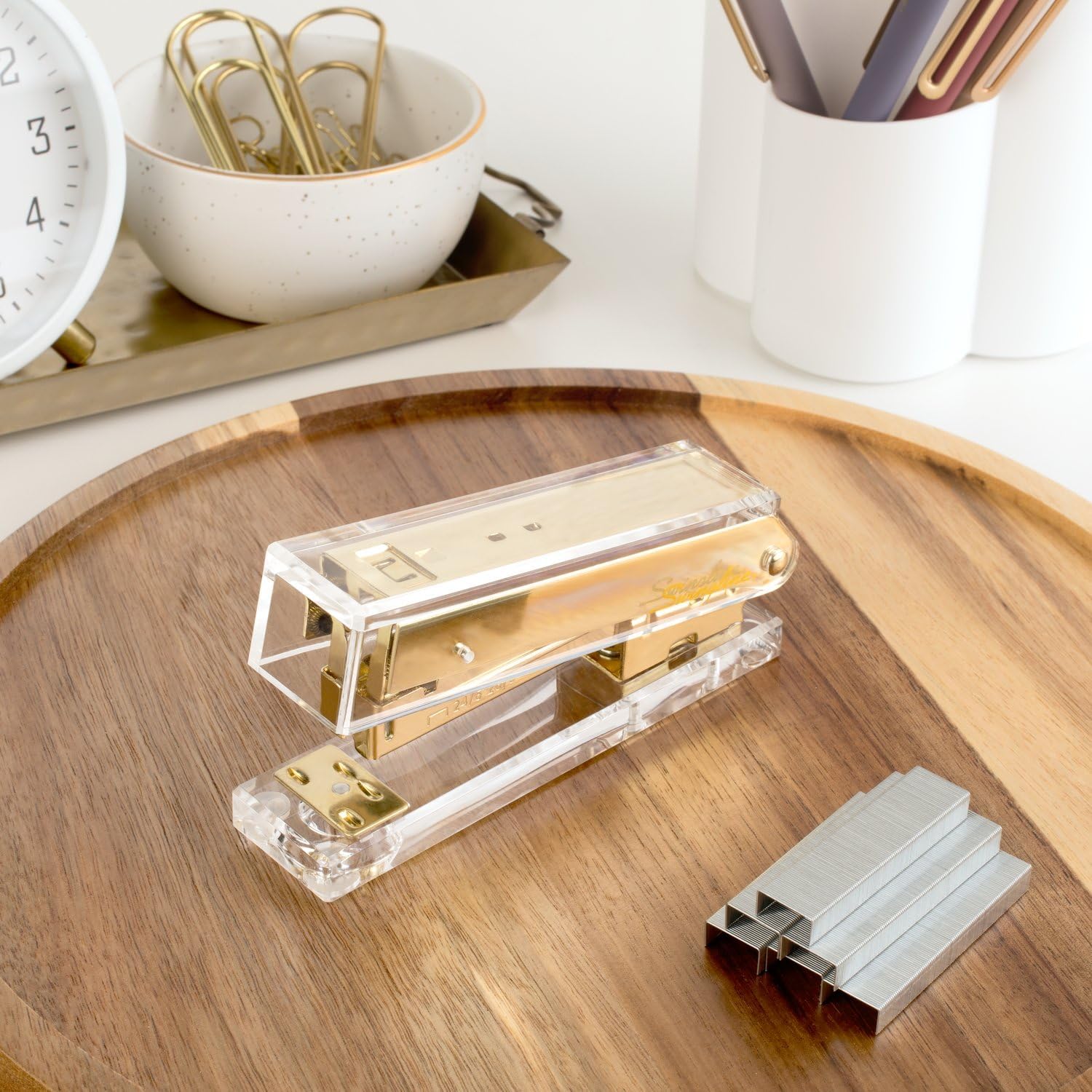 Clear Acrylic Gold Stapler for – Stapler Half Strip recenzja i cena